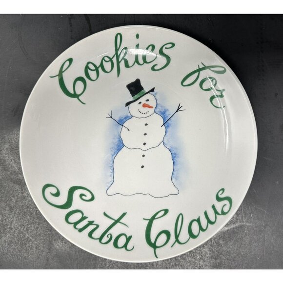 PIER 1 COOKIES COCOA FOR SANTA CLAUS Mug & Plate Set Smiling Snowman Christmas - Picture 4 of 15